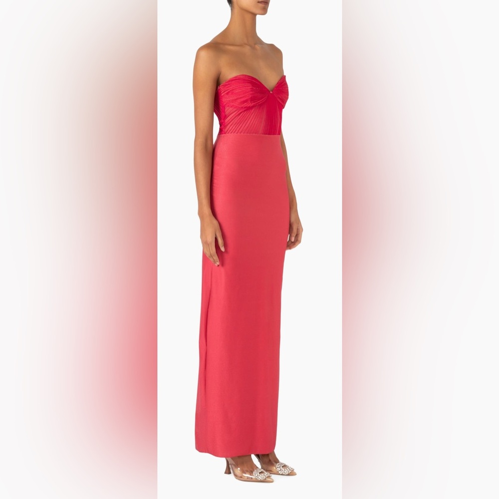 NWT Baobab Sarakiniko Cam Embellished Strapless Maxi Dress Coral Pink Red Saks